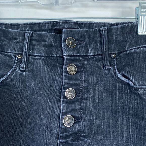 MOTHER The Pixie Ankle Fray Jeans in Not Guilty Washed Black Size 27 Button Fly - Picture 5 of 14